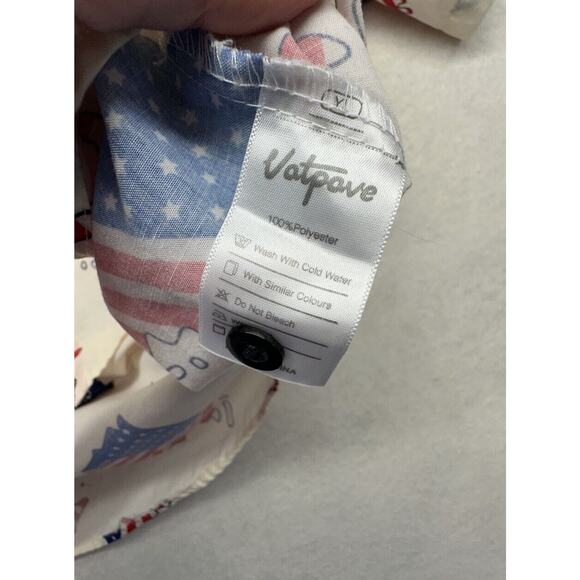 VATPAVE Mens Size XL‎ Hawaiian Shirts America Red White Blue Button Short Sleeve - Picture 5 of 6